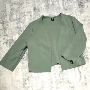 Cropped Open-Front Blazer in Sage Green